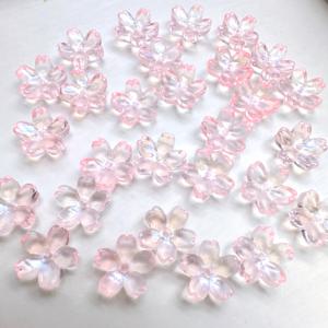 TEMU 180개 1CM/0.394인치 사쿠라 모양 유리 비즈, 듀얼 AB 컬러의 반짝이는 매력적인 꽃 비즈, 선택된 패션 컬러 사쿠라 비즈, 체리 꽃 유리 비즈, 팔찌, 귀걸이, 목걸이에 완벽한 선택