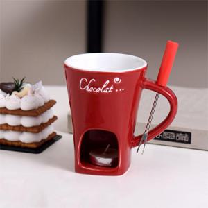 TEMU 세라믹 주방 및 식사용 초콜릿 멜팅 포트, 치즈 가열 컵, 초콜릿 멜팅 볼 (포크 포함) 세트. 야외 행사, 결혼식, 파티, 선물, 생일 선물로 적합