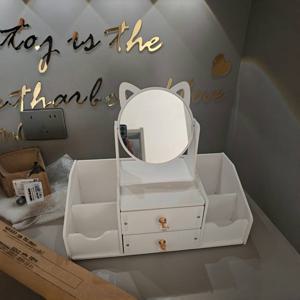 TEMU 1개 화이트 & 핑크 모던 드레싱 테이블 with 거울, 프리스탠딩 화장대, 나무 아님 수납장, 방, 침실, 드레싱 테이블 교체용, 쉬운 조립, 컴팩트 드레싱 테이블 with 거울