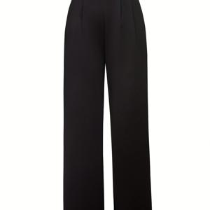 TEMU 여성용 우아한 단색 레그 팬츠 - 기울어진 포켓 디자인 - 통기성 좋고 편안함, 성인용으로 적합, 모든 계절에 착용 가능