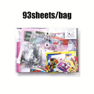 TEMU 93개/봉지 재료 팩, 한국 스타일 INS 빈티지 잡지 정크 저널 콜라주 재료, 영감 재료 시리즈, DIY 다이어리, 사진 액자, 노트북 장식용 종이