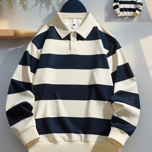 TEMU 100% 폴리에스터 - 남성용 캐주얼하고 편안한 긴팔 폴로 셔츠, 크리스마스, 할로윈, 휴일 선물용으로 적합, 세탁기 사용 또는 드라이클리닝 가능, 힙합 스타일, 패셔너블, 피부 친화적