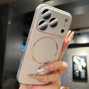 TEMU 폰 케이스: 럭셔리 메탈 페인트 카메라 보호 전기도금 매트 마그네틱 스킨 필 아이폰 17 프로 맥스 에어 16 15 14 13 12 프로 맥스 플러스 무선 충전용