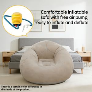 TEMU 1개 야외용 인플레이터블 라운지 체어 + 에어 펌프, 고강도 폴리프로필렌 소재, 접이식 & 빠른 공기 주입, 등받이와 팔걸이 포함, 캠핑 야드 가든 성인용 의자, 34인치