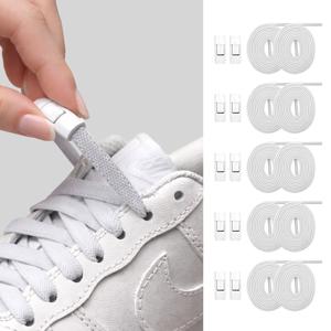 TEMU [5켤레용] 모락 매듭없는 신발끈 + 고정클립 5개 세트 고무줄 운동화끈