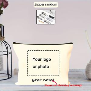 TEMU 맞춤 사진 로고 메이크업 가방, 휴대용 여행용 지퍼 세면도구 파우치 - 사무용품 및 공예 프로젝트에 적합, 지정된 영역에서 로고 또는 사진 인쇄 및 하단에 개인 이름을 지원