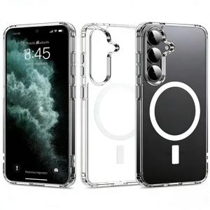 TEMU 폰 케이스: 같은 투명 마그네틱 하드 백 소프트 보더 폰 케이스, 노란색으로 변하지 않음, 완벽한 핏, 삼성 갤럭시 S26 플러스 울트라 엣지 폰 케이스