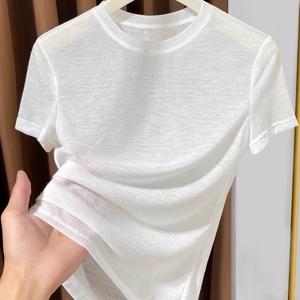 TEMU 2026년 신상 마스크 반팔 안티셔츠 여름용 스몰 라운드넥 얇은 흰색 티셔츠 여성