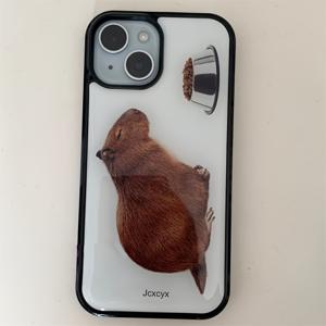 TEMU 폰케이스: 귀여운 카피바라 동물 패턴 광택 소프트 젤리 폰케이스, 아이폰 17ProMax 17Pro 17 16 15 14 13 Pro Max 호환, 스타일리시 충격방지 케이스