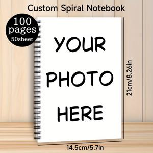 TEMU 1개 맞춤형 사진 & 로고 개인화 노트북 - 나만의 사진/로고로 커버, 가로 줄긋기 페이지, 학교, 사무실, 일기, 부모님, 선생님, 비즈니스, 이벤트 플래닝 오거나이저 선물용