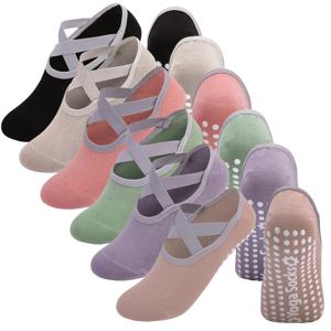 TEMU 여성용 실리콘 밑창 미끄럼방지 요가 양말 6켤레 - , 플랭크, 바닥용 - 체육관 & 댄스 트레이닝 양말, 세탁기 사용 가능, 요가, 웨이트리프팅, 무술, 피지컬용 미끄럼방지