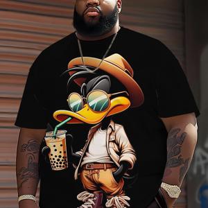 TEMU 애니메이션 캐릭터가 특징인 플러스 사이즈 남성용 그래픽 티셔츠 | 100% | 남성용 라운드넥 스포츠 티 | 3D 프린트가 있는 반팔 | 약간의 신축성 있는 원단 | 캐주얼한 여름 니트 탑 | 성인 셔츠