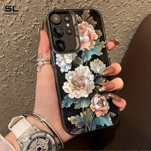 TEMU 휴대폰 케이스 - 모더 오브 퍼슬 주얼 장식 핑크 & 화이트 모란 꽃 패턴 디자인, 삼성 갤럭시 S20, S21, S22, S23, S24, S25, A24, A05, A05S, A02, A03, A04, A13A31, A53, A34, A10, A33 전용 휴대폰 케이스, 오염 방지