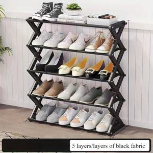 TEMU 5단 접이식 신발 정리대, 공간 절약 및 조절 가능, 좁은 공간에 적합한 독립형 정리함 (옷장, 복도, 현관, 침실, 욕실, 주방 문), 간편한 설치