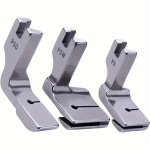 TEMU 파이핑 및 주름 처리를 위한 전문가용 재봉틀 발 3개 세트 - 이중 레이어 주름 처리 모서리 추가에 적합, 실버-그레이, 산업용 이중 튜브 롤드 헴 발, 롤드 헴 재봉틀 발