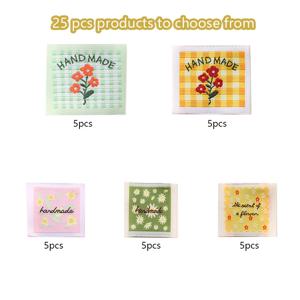 TEMU 수제 재봉 라벨 25개, 뜨개질 및 코바늘 뜨개질과 같은 공예용 패브릭 태그, 수제품을 의류에 재봉한 엠보싱 라벨, 의류 및 지갑과 같은 니트 제품용 재봉 추가품