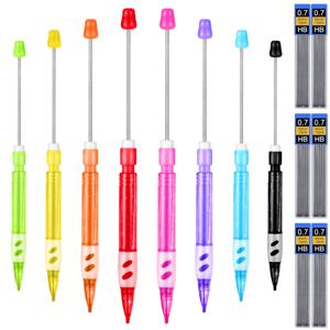 TEMU 14/22개 DIY 비즈 메카니컬 펜슬 세트 - 0.7mm HB 리필 포함, 글쓰기 및 드로잉용, 학교 및 사무용품, 14세 이상 적합한 비즈 펜슬