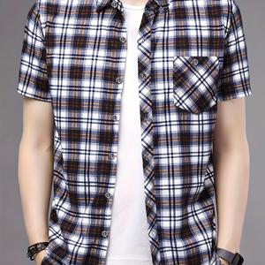 TEMU 징몰링 남성 반팔 캐주얼 셔츠 체크 버튼업 반팔 가디건