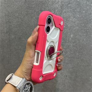 TEMU 아이폰 17 에어 16 15 14 11 프로 맥스 플러스 호환 하드 아머 그립 케이스, 360° 회전 링 스탠드, 낙하 방지 풀 바디 견고한 케이스 3-in-1 보호 내구성 케이스