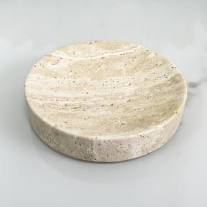 TEMU 천연 대리석으로 제작된 원형 소형 트레이, 주얼리 트레이, 거친석 소파 디쉬, 석재 캔들 홀더 받침대, 열쇠 보관 트레이, 사무실 및 가정용 고급 석재 장식품, 모던 데스크탑 장식품, 주얼리 트레이