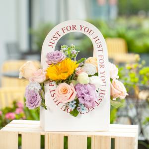 TEMU 10개 센터피스 우아한 블랙 플로럴 선물 상자 (핑크 리본 포함) - 핸드헬드 플라워 바스켓 (부케용), 특별한 날에 완벽, 장식용 플라워 바스켓 | 선물 상자 | 보이는 플로럴 디자인, 플라워 박스