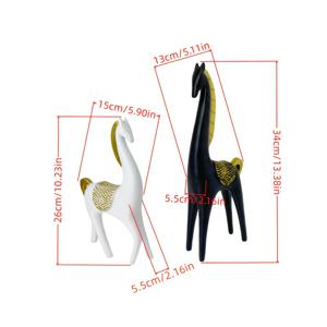 TEMU 2개 세트 블랙 화이트 말 레진 조각상, 커플 데스크 장식용 발렌타인데이 선물 홈데코