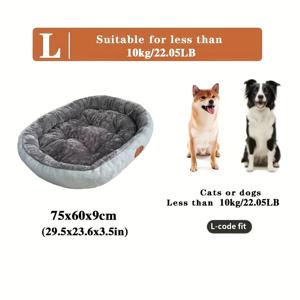 TEMU 새롭게 업그레이드된 두꺼운, 편안한 타원형 플러시 강아지 침대, 포리에스터 섬유로 제작되어 포근한 경험을 제공하며, 모든 고양이와 소형에서 중형견에게 적합한 겨울철 따뜻한 애완 동물 소파, 질감 있는 표면, 조립 불필요