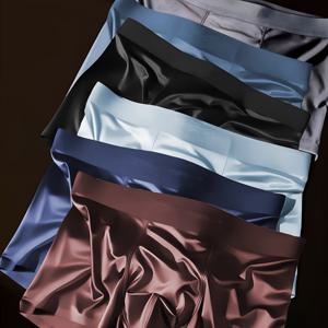 TEMU 남성용 아이스 실키 섬유 여름용 남성 속옷 3팩, 남성 박서 브리프, 부드럽고 편안하며 통기성 좋은 실키한 촉감, 남성용 쇼츠