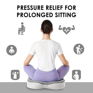 TEMU 사무실 의자 및 자동차용 중앙 홈이 있는 고밀도 정형외과 압력 완화 쿠션, 시트 패드, 등, 엉덩이 및 꼬리뼈 불편함을 위한 이중 곡선 지지, 장시간 앉아 있는 경우 미끄럼 방지 통기성 쿠션