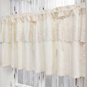 TEMU 1개 패널 러스틱 시어 발란스 주방용 우아한 짧은 커튼 티어, 리본 기하학적 반투명 반창고 창문 커튼 로드 포켓 카페 욕실 캐비닛 방 분리