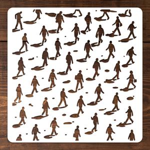 TEMU 재사용 가능한 도시 풍경 스텐실 - 군중 & 건물 실루엣 대형 PET 템플릿, DIY, 패브릭, 벽 예술용 - 쉬운 세척 재사용 가능한 페인팅 가이드, 디자인