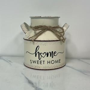 TEMU 헤мп 로프가 달린 러스틱 빈티지 메탈 꽃병 - 거실, 발코니 또는 집을 위한 우아한 플로럴 장식 - 튼튼한 철제 구조, 전기 불필요, 현대적인 또는 전통적인 공간에 적합, 꽃병 장식, 발코니 장식, 기하학적 패턴