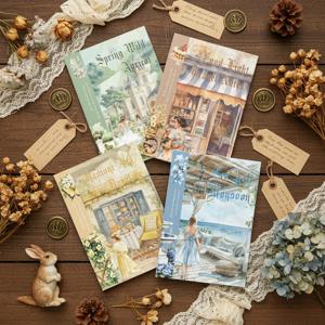 TEMU 256피스 빈티지 파리 티파티 & 플로랄 스티커북 - 프랑스 모티프가 있는 자체 접착 PET 와시 페이지, 스크랩북, 저널, 다이어리, 휴일 장식 (크리스마스, 할로윈)에 적합한 불규칙 컷아웃