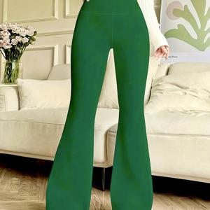 TEMU 피어스 다크 그린 여성용 하이웨이스트 플레어 팬츠, 데일리 출퇴근에 적합. 의류, 신발 및 부츠, 및 주얼리
