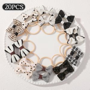 TEMU 헤어 타이 & 헤어밴드 20개 - 멀티컬러 리본꽃 헤어, 부드러운 소재 헤어밴드, 헤어클립, 땋은 머리, 포니테일, 일상 헤어스타일용