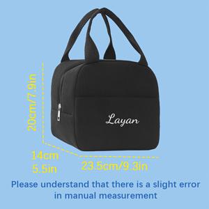 TEMU 고품질 코듀로이 원단, 런치백, 보온 가방, 식사 휴대 가방, 간편하고 스타일리시함, 클래식 트렌드, 비식품 접촉, 맞춤 자수 이름, 독점적인 개인 소지품 식별, 다양한 색상 실 조합, 개성 넘치는 제품