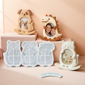 TEMU 시소 동물 사진액자 레진 실리콘 몰드, 고양이 에폭시 레진 몰드, DIY 홈 데코 석고 장식 몰드, 강아지 공룡 에폭시 레진 사진액자 실리콘 몰드