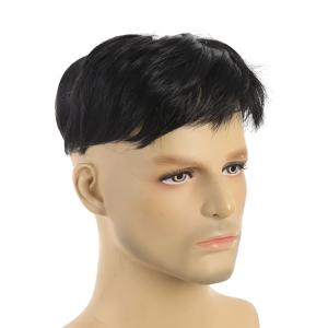 TEMU 남성용 숏 가발 (블랙), 흰머리 및 털빠짐 커버용 디자인 (텍스처)