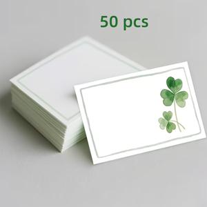TEMU 클로버 디자인 빈 노트 카드 50장 - 감사, 생일, 졸업 등에 완벽한 선물용 봉투 카드, 친구, 선생님, 동료, 직원에게 이상적