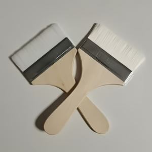 TEMU 대형 평면 염소털 페인트 브러쉬 2개 - 천연 나무 손잡이 & 털, 라텍스, 아크릴, 수채화, 유화, 구아쉬, 파스텔, 스프레이용