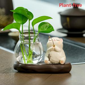 TEMU 귀여운 세라믹 고양이 & 개구리 수경 재배 화분 세트 | 게으른 포토스 테이블 화분, 크리스마스, 할로윈 및 다양한 행사에 적합, 실내 식물 화분, 재미있는 식물 재배 도구, 테이블 식물 키트, 및 남자친구를 위한 완벽한 선물