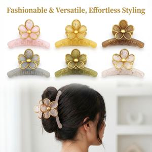 TEMU 4.33인치 크기의 대형 클로 클립 6개 세트. 젤리 색상과 골드 엣지가 특징입니다. 이 아세테이트 캔디 헤어 클립은 다기능이며 한국 패션 스타일을 반영하며 여성에게 완벽합니다.