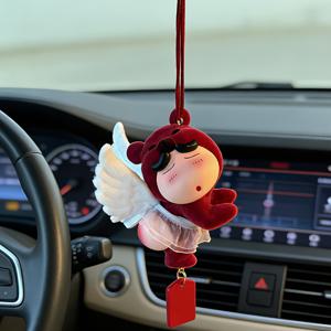 TEMU 자동차용 매달이 장식품 1개, 딸기 천사 엉덩이 곰 모양 펜던트, 평화의 상징, 자동차 백미러용 매달이 장식, 선물, 레진 소재, 내구성이 뛰어나고 쉽게 깨지지 않음