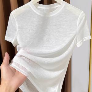 TEMU 2026년 신상 마스크 반팔 안티셔츠 여름용 스몰 라운드넥 얇은 흰색 티셔츠 여성