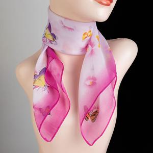 TEMU 24.8인치 정사각형 얇은 쉬폰 스카프 나비 꽃 나무 프린트 넥커치프 여성 우아한 얼굴 마스크 액세서리 목도리