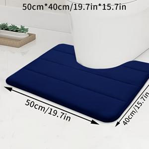 TEMU 1개 메모리폼 욕실 러그 | U자형, 부드럽고 편안함, 뛰어난 흡수력 및 미끄럼 방지, 두껍고, 세탁기 사용 가능, 건조 용이, 폴리에스터 소재, PVC 뒷면, 기하학적 패턴