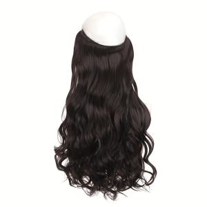 TEMU 보이지 않는 와이어 낚시 라인이있는 긴 곱슬 합성 헤어 익스텐션 헤어 익스텐션 헤어 피스 여성용 가짜 헤어