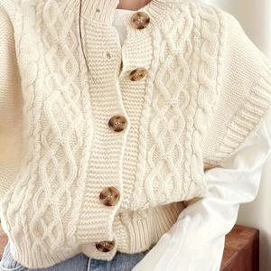 TEMU 여성용 조끼, 봄/가을 빈티지 스타일, 민소매 슬림핏 짧은 아우터웨어 가디건