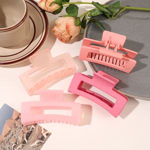 TEMU 4개 직사각형 클로우 클립 젤리 컬러와 단색 컬러 선택 가능한 대형 턱 클립 포니테일 거치대 헤어 클립 여성용