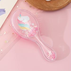 TEMU 귀여운 핑크 유니콘 모양 빗 한 세트, 스팽글 장식